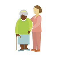 A carer with an elderly woman