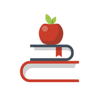 A stack of school books and an apple